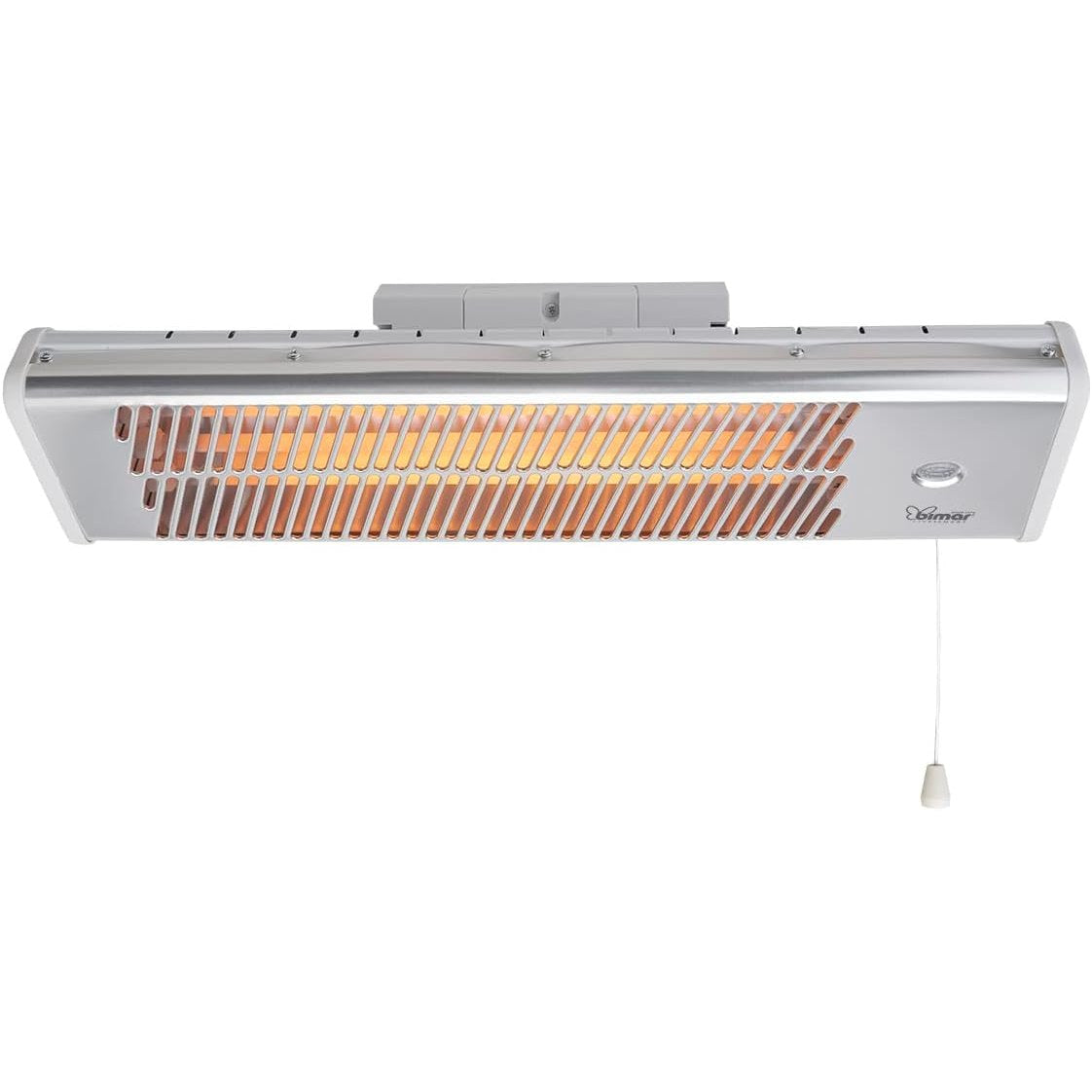 Bimar HR312 Stufa Elettrica da Esterno al Quarzo da 1500W, Stufetta Radiante a Parete con 3 Potenze di Riscaldamento Istantaneo, Kit fissaggio incluso, Orientabile 0-90 Gradi, Accensione a Corda