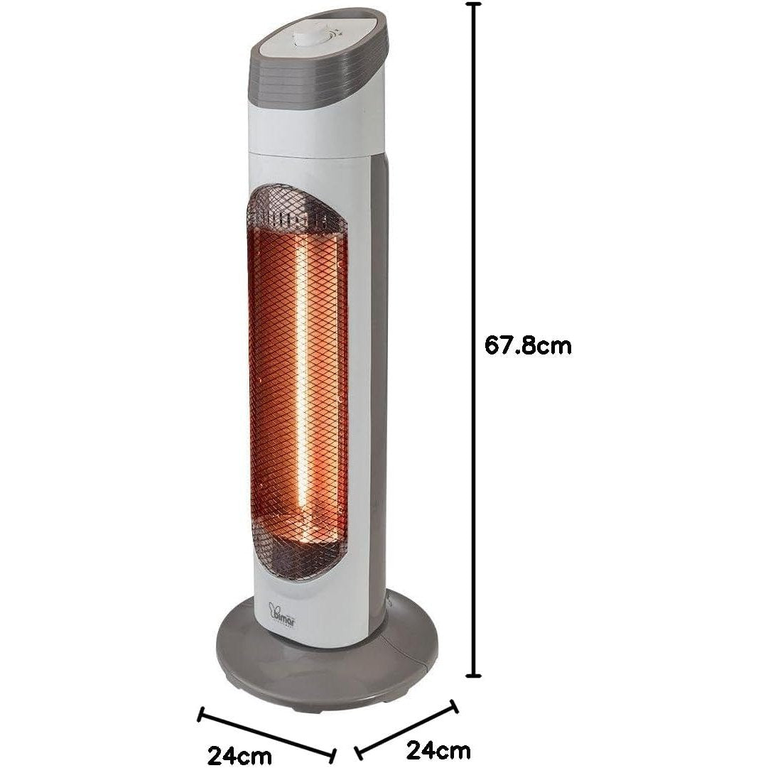 Bimar HR318 Stufetta Elettrica a Basso Consumo, Stufa Radiante in Fibra di Carbonio a Bassa Intensità Luminosa per Ambienti Interni, 2 Potenze di Riscaldamento, Oscillazione Destra e Sinistra