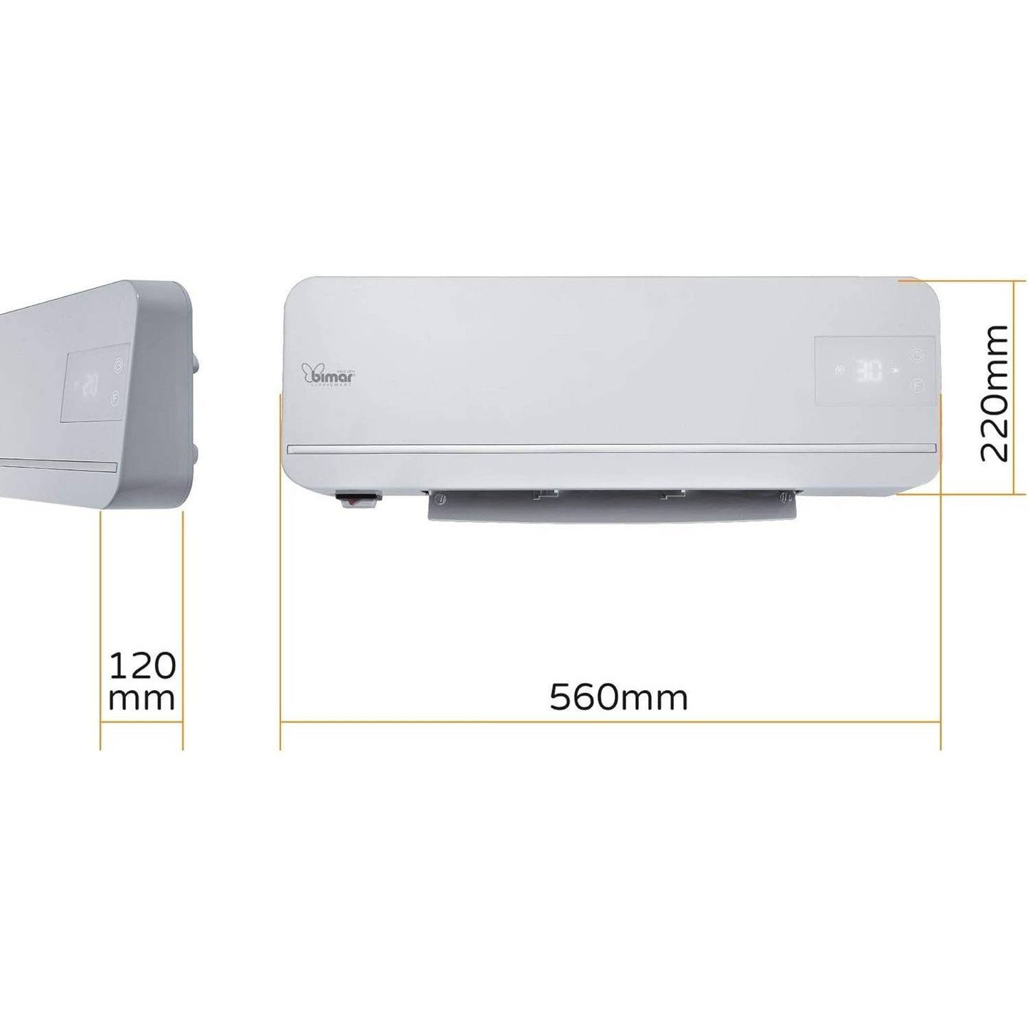 BIMAR AMA05 Termoventilatore da Bagno Ceramico - Termoventilatore Basso Consumo - Scaldabagno Elettrico 2000W - Caldobagno - Termoventilatore da parete con Telecomando e Programmatore Settimanale