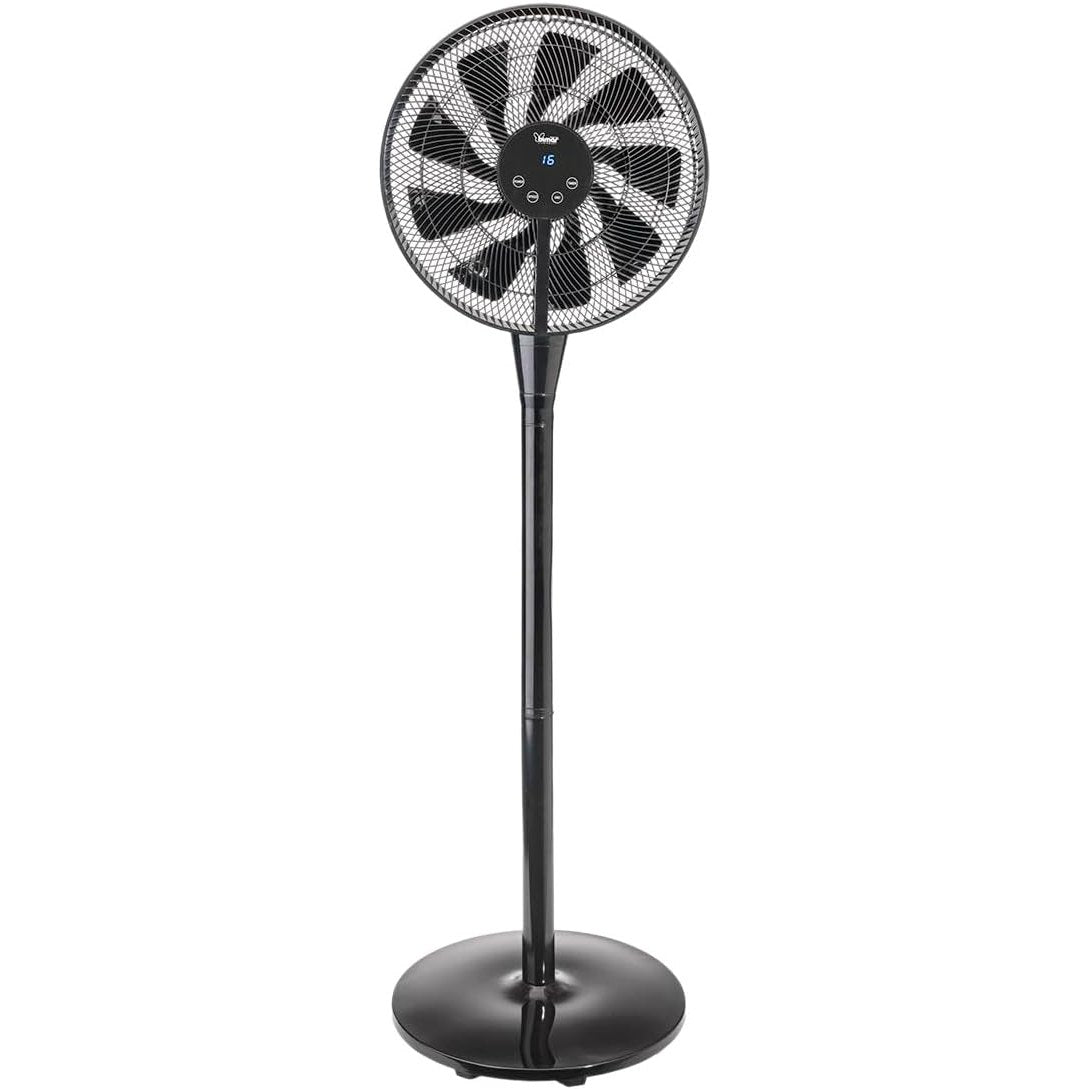 bimar VP458T Ventilatore a piantana slim.Silenzioso notte con telecomando Motore AC/DC Basso consumo,8 velocità,Timer 12h, Con display, Regolabile con due altezze,Diametro 40 cm. H1,30 9 pale. 25W