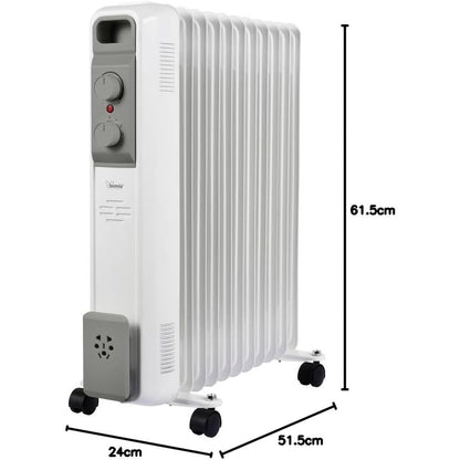 Bimar HO431 Termosifone Elettrico, Radiatore ad olio Basso a Consumo, Calorifero ad olio con 11 Elementi e 5 Canali di Circolazione, Termostato Regolabile, 3 Potenze di Riscaldamento, Trasportabile