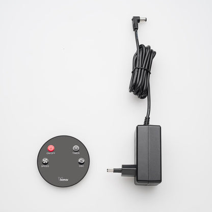 bimar VP458T Ventilatore a piantana slim.Silenzioso notte con telecomando Motore AC/DC Basso consumo,8 velocità,Timer 12h, Con display, Regolabile con due altezze,Diametro 40 cm. H1,30 9 pale. 25W