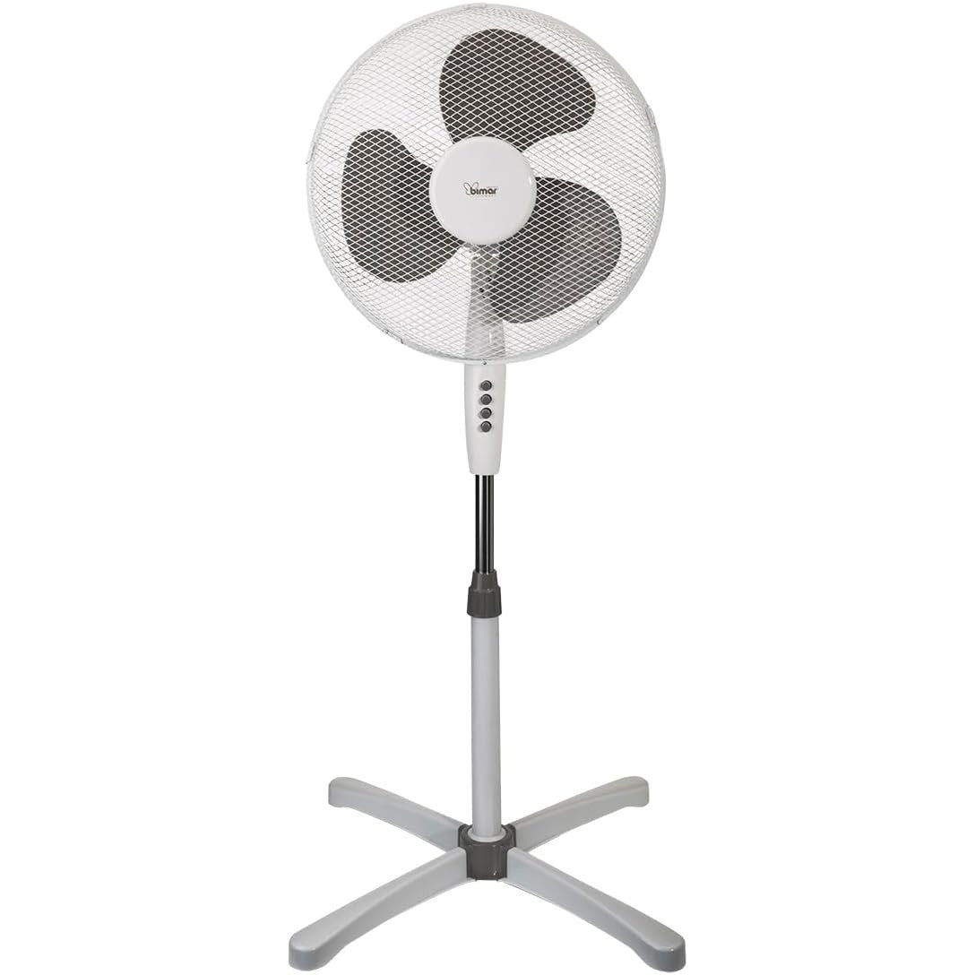 bimar VP416 Ventilatore, Ventilatore a piantana,Ventilatore da pavimento Altezza Regolabile, Elica Ø 40 cm con 3 Pale, Selettore 3 Velocità, Oscillazione Dx Sx, Inclinazione Regolabile