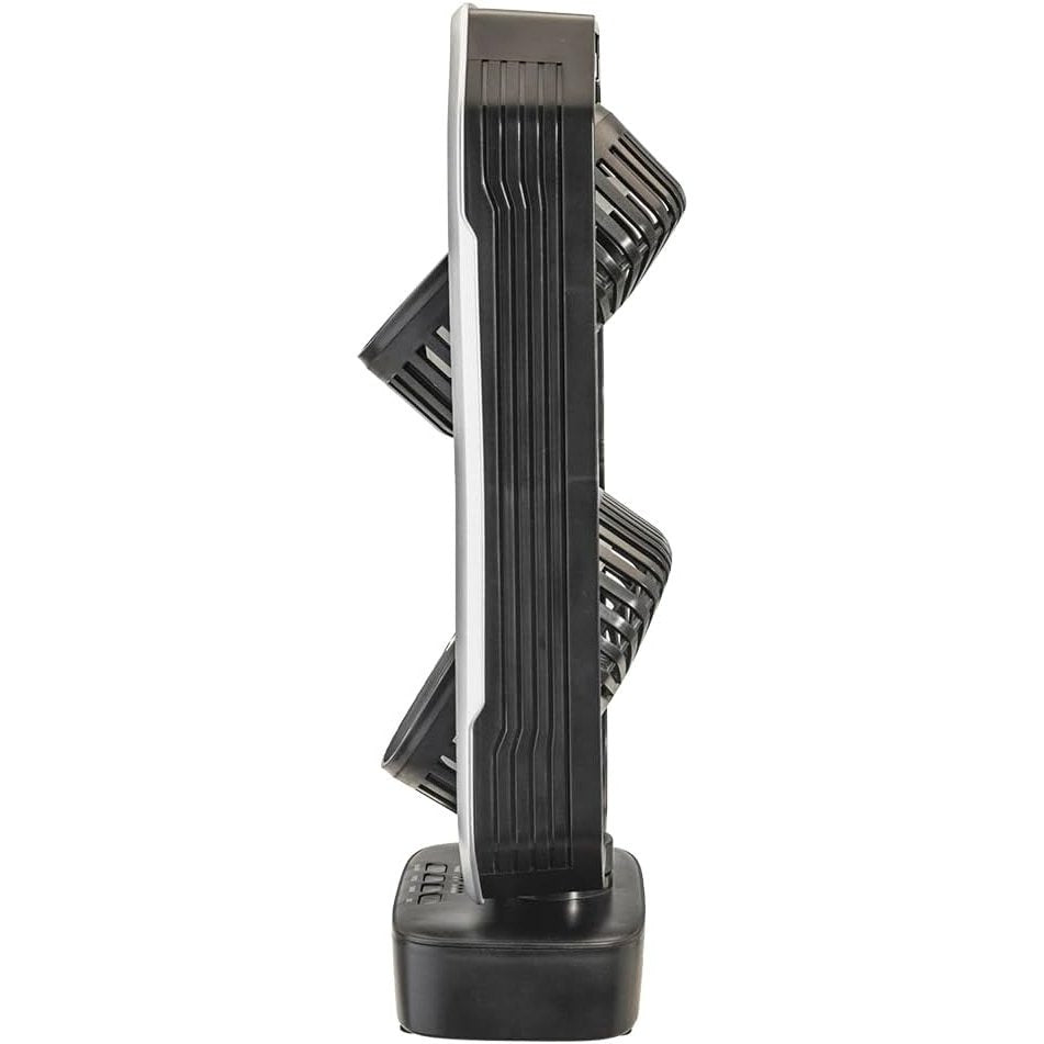 bimar VTR2 Ventilatore portatile, Ventilatore da tavolo, Ventilatore senza filo, Bi-elica, autonomia 6 h½, 3 velocità, Timer 8h, Con telecomando, 2 Ventole orientabili, Cavo USB