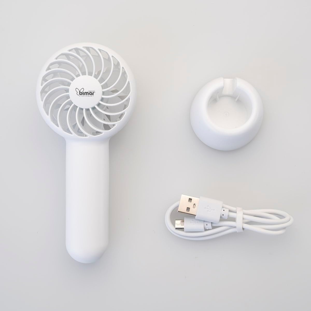 bimar VA50 Ventilatore Portatile, Mini ventilatore usb, Mini ventilatore portatile, Regolazione Intensità e Modalità dell’Aria, Da Tavolo, Con Supporto di Appoggio, 3 Velocità