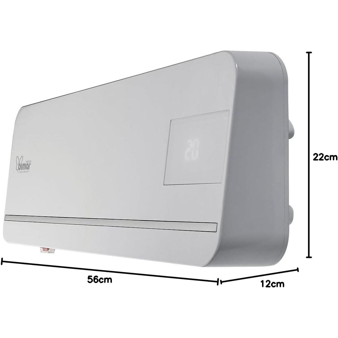 Bimar HP131 Termoventilatore a Parete Wi-Fi, Eroga Potenza in Base alla Temperatura Ambiente. Termoventilatore con Telecomando, App, Controllo Vocale, Programmatore e Oscillazione Automatica