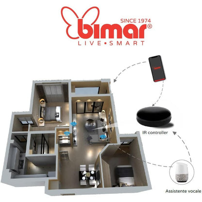Bimar AP12 Telecomando Universale IR Wi-Fi, Smart Home Automation, Compatibile iOS e Android, Controllo vocale
