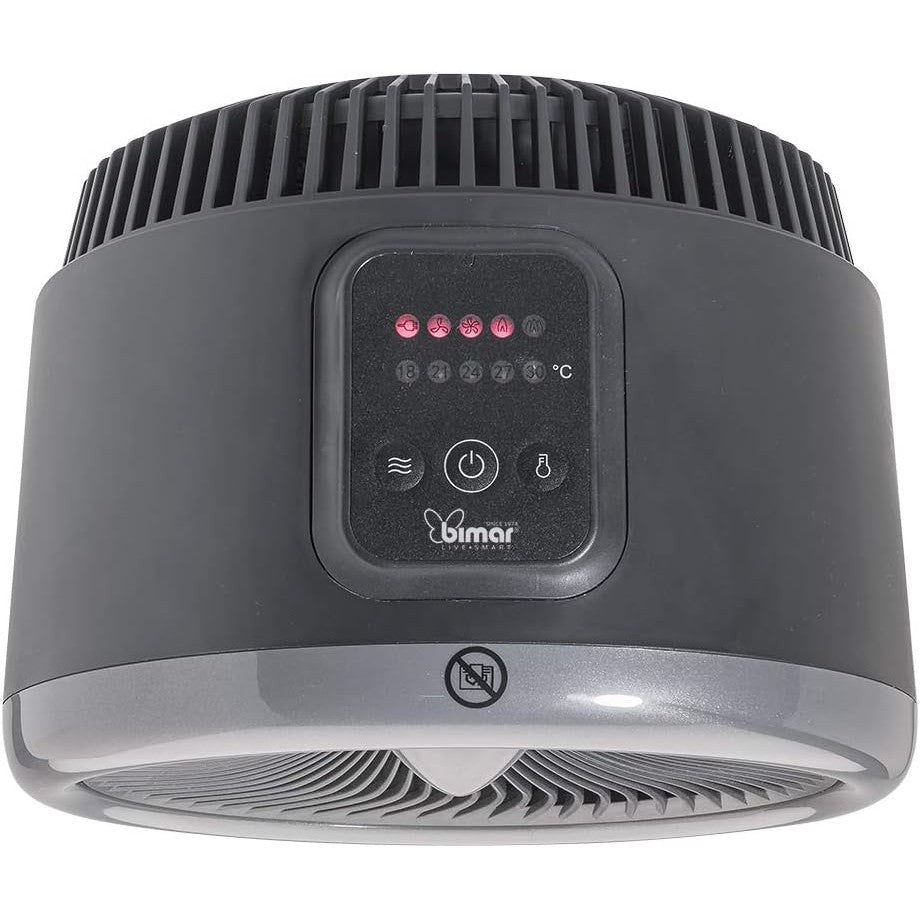 bimar HF205 Stufetta Elettrica, Termoventilatore da Bagno e Ventilatore Ciclonico Elettrico duplice Funzione a Basso Consumo, 2 Potenze Riscaldanti, Corpo in Plastica con Maniglia