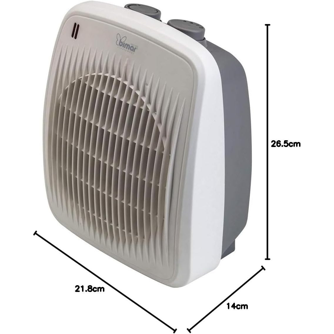 Bimar HF190 stufetta elettrica bagno, Termoventilatore Elettrico da 2000W a Basso Consumo con Termostato Regolabile e 2 Potenze di Riscaldamento, Corpo in Plastica con Maniglia Integrata