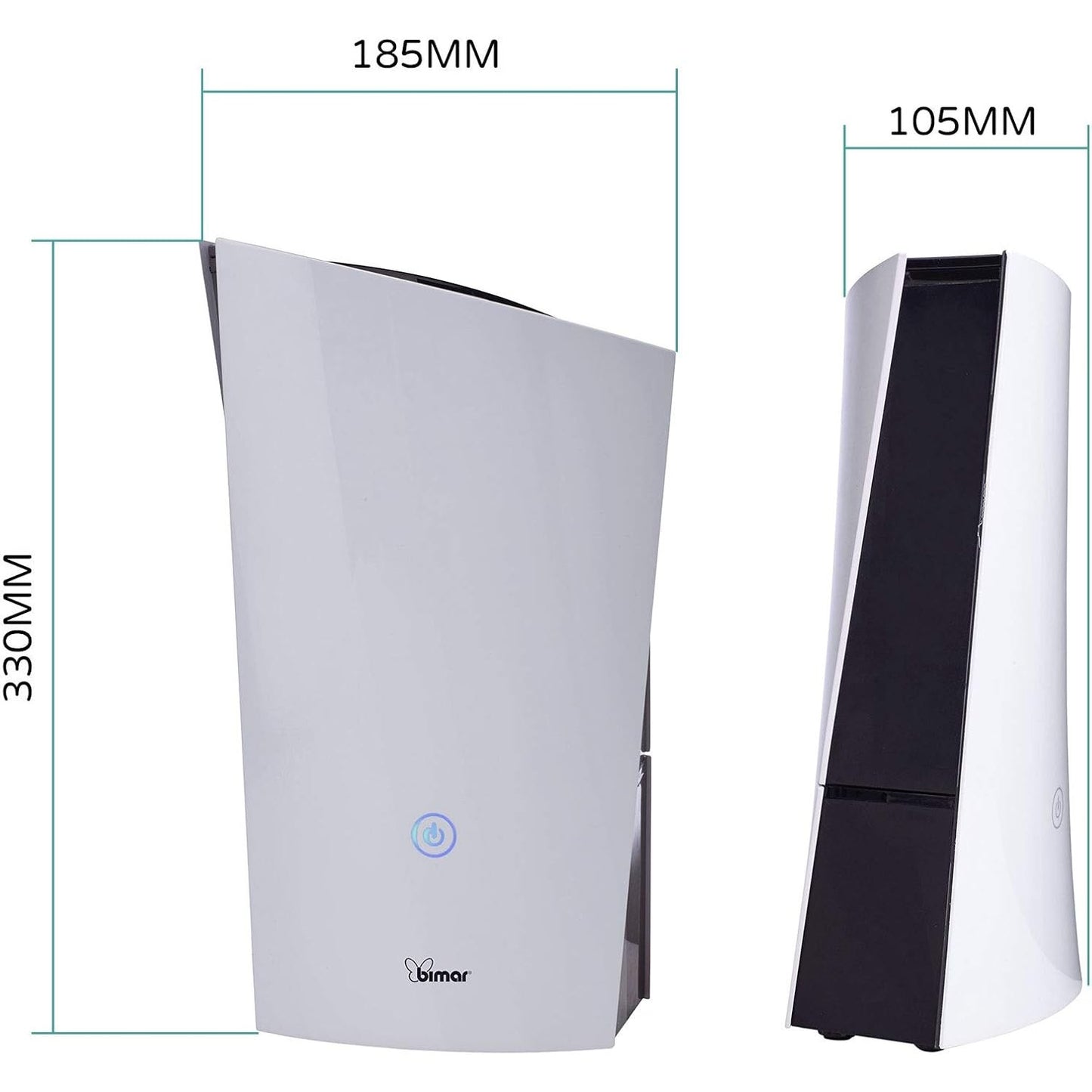 Bimar UM5 Umidificatore Ultrasuoni per Ambiente 1,3L, Silenzioso, Vaporizzatore Nebbia, Purificatore Aria con 2 modalità di Vapore, Automatico, per Bambino, Rinfrescante, Casa e Ufficio, Diffusore