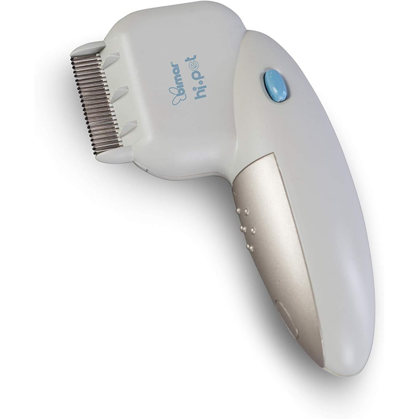 Bimar HI.PET PSP1 Pettine fitto per pulci e pidocchi a Batteria, Spazzola cane antipulci Ionizzante Elimina Odori Rimuove Peli animale spazzola per gatti per Toelettatura Professionale, Lunghezza 4 cm