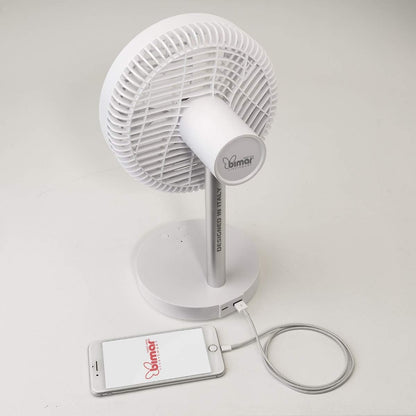 BIMAR VD200 Ventilatore da tavolo 20 cm, Ventilatore Smart con batteria ricaricabile, Ventilatore Wifi con App iOS e Android, Ventilatore wireless, controllo vocale