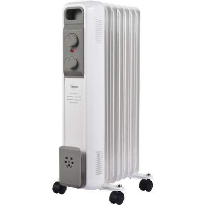 Bimar HO429 Termosifone Elettrico, Radiatore ad Olio a Basso Consumo, Calorifero con 9 Elementi e 5 Canali di Circolazione Termostato Regolabile, 3 Potenze di Riscaldamento, Trasportabile