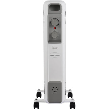 Bimar HO429 Termosifone Elettrico, Radiatore ad Olio a Basso Consumo, Calorifero con 9 Elementi e 5 Canali di Circolazione Termostato Regolabile, 3 Potenze di Riscaldamento, Trasportabile