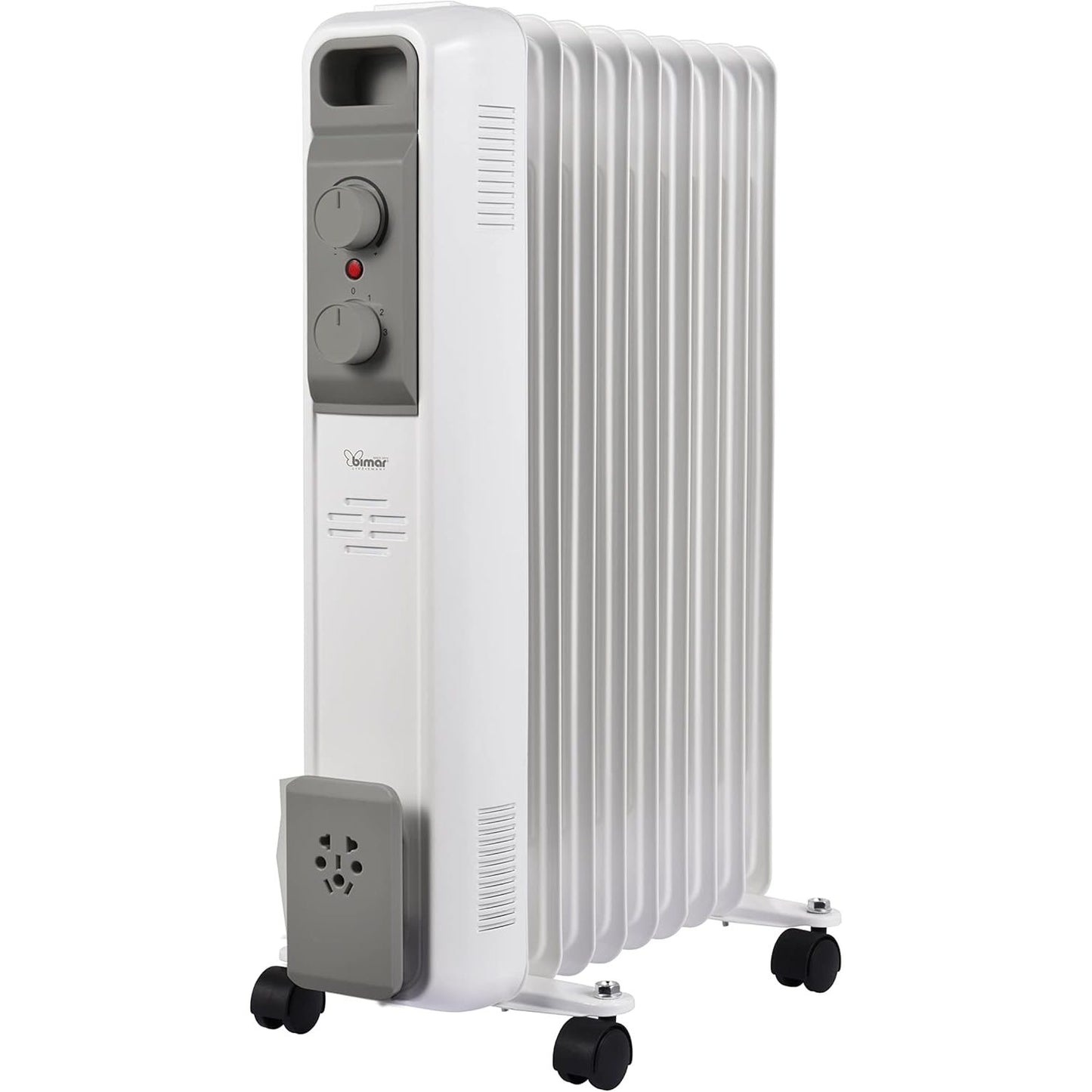 Bimar HO429 Termosifone Elettrico, Radiatore ad Olio a Basso Consumo, Calorifero con 9 Elementi e 5 Canali di Circolazione Termostato Regolabile, 3 Potenze di Riscaldamento, Trasportabile