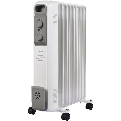 Bimar HO429 Termosifone Elettrico, Radiatore ad Olio a Basso Consumo, Calorifero con 9 Elementi e 5 Canali di Circolazione Termostato Regolabile, 3 Potenze di Riscaldamento, Trasportabile