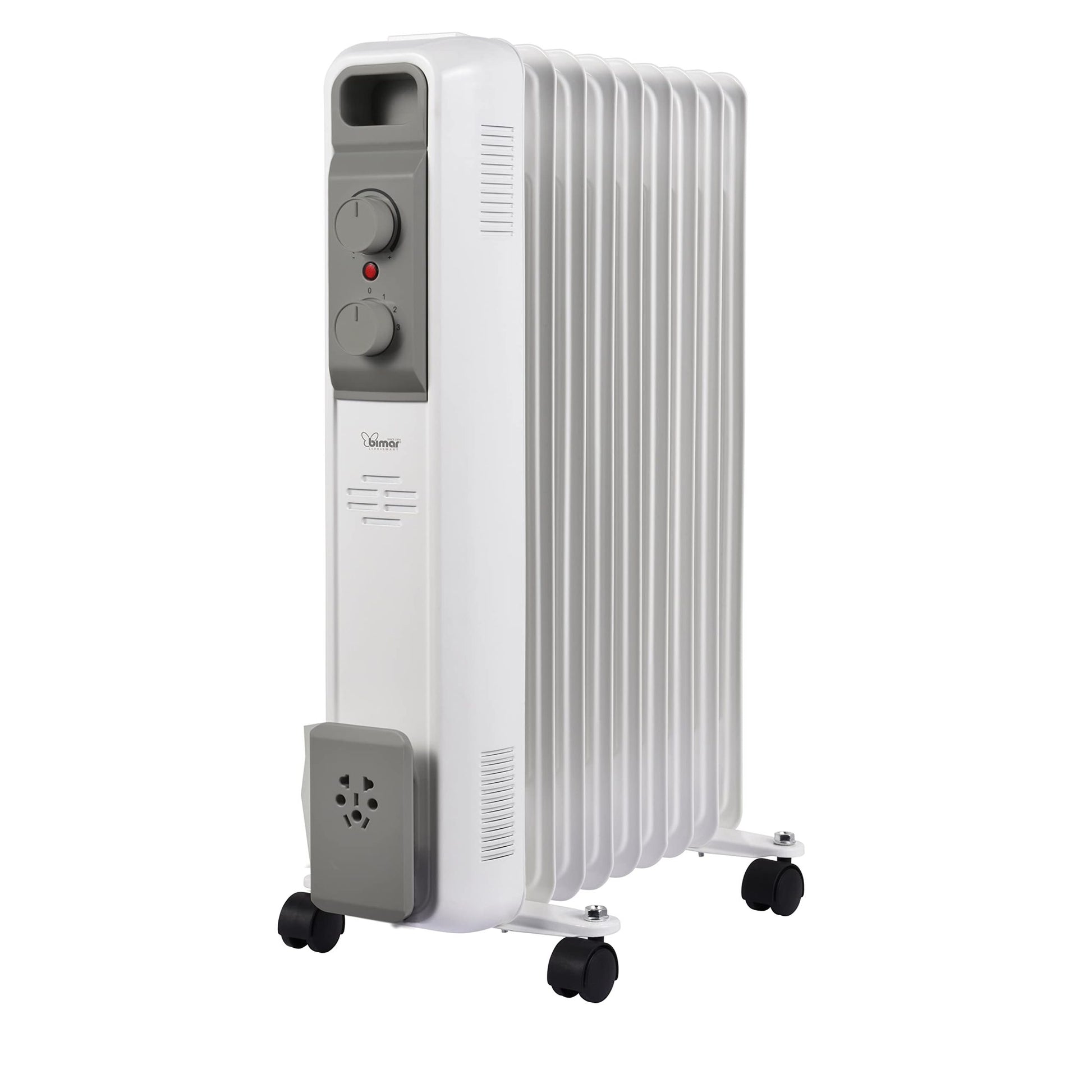 Bimar HO431 Termosifone Elettrico, Radiatore ad olio Basso a Consumo, Calorifero ad olio con 11 Elementi e 5 Canali di Circolazione, Termostato Regolabile, 3 Potenze di Riscaldamento, Trasportabile