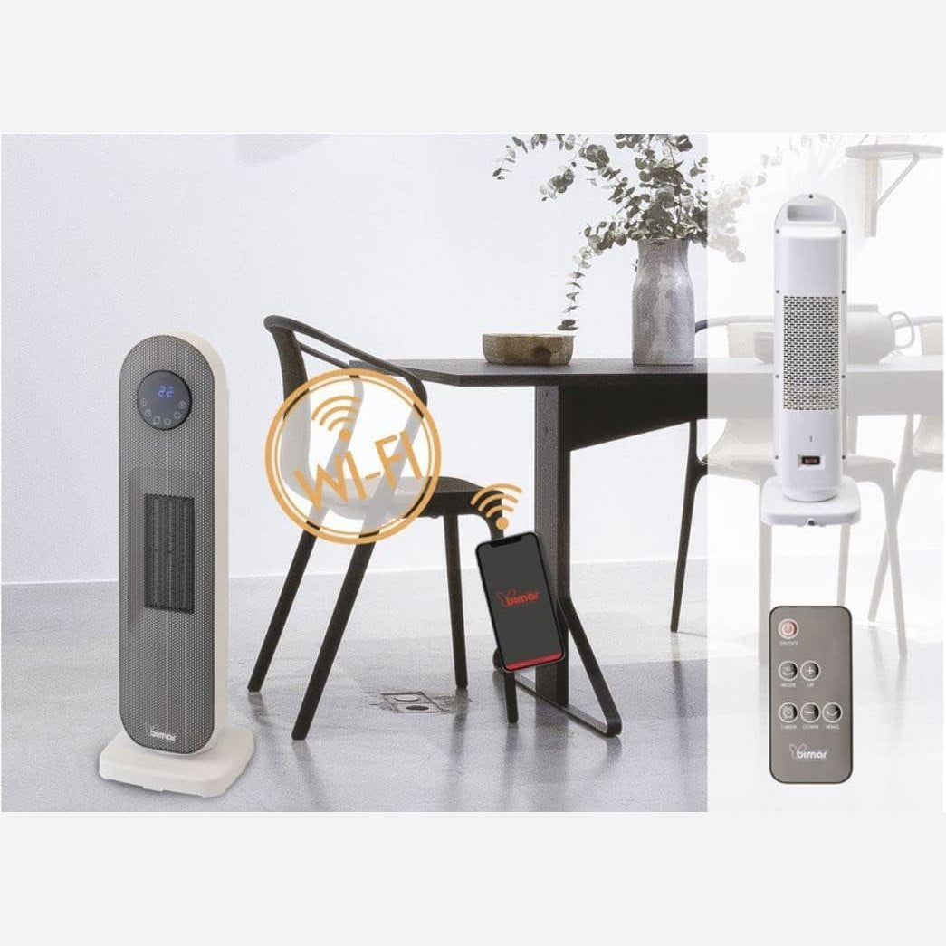 Bimar AMA10 Wi-Fi Termoventilatore Ceramica a Colonna, Controllo Vocale, Stufetta Elettrica, Basso Consumo, Stufa Potente con Timer 12h, Riscaldamento Casa