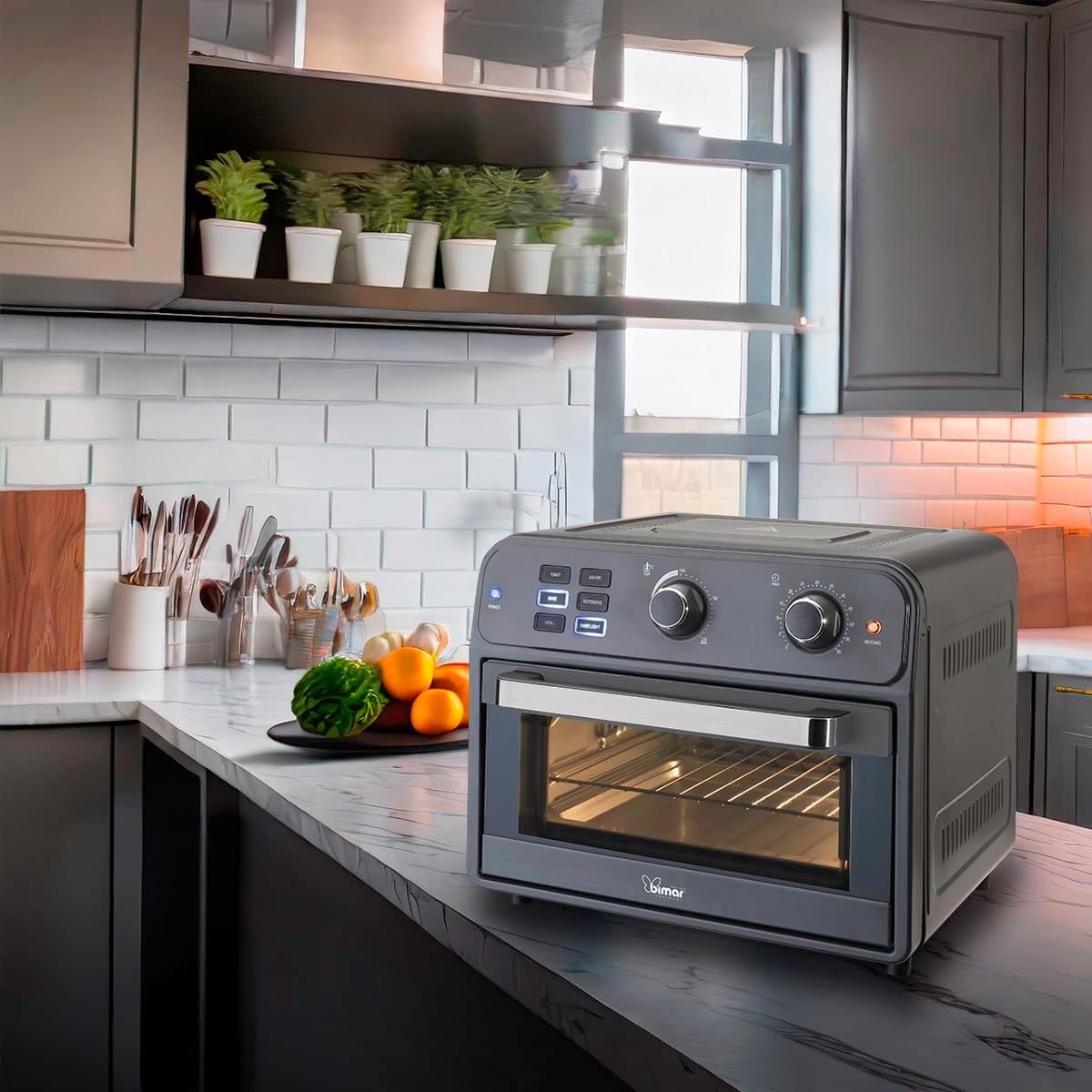 Bimar B220 Friggitrice ad aria, Fornetto elettrico cottura Air Fry, Forno elettrico Prontoforno ventilato 22 litri, Potenza 1800 W, Temperatura max 220°C, 5 programmi di cottura, Frittura senza olio