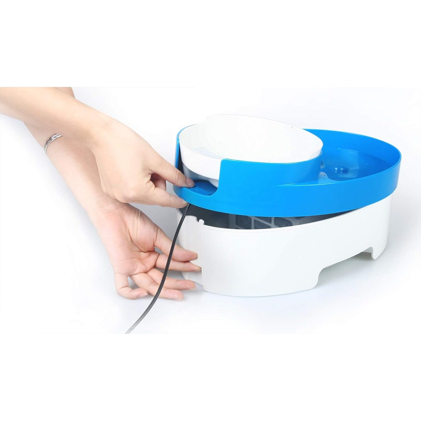 Bimar HI.PET PFC1 Fontanella per gatti e cani con Ciotola per Cibo, Dispenser Acqua da 3 Litri con Filtri carbone attivo per Ridurre Odori, Ciotola in ABS 0,8L con Scala Graduata e Comoda Impugnatura