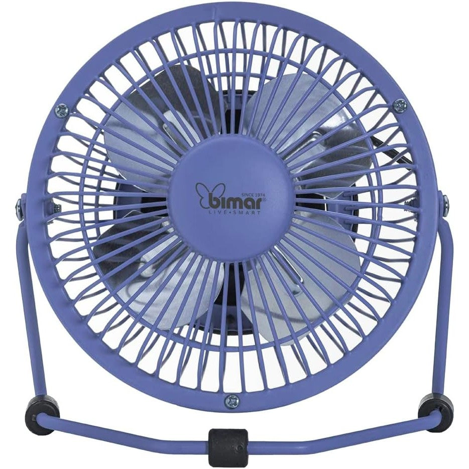 bimar VT8 Mini Ventilatore da Tavolo con Connessione USB. Ventilatore da Tavolo Elica Ø 10 cm con 4 Pale, Inclinazione Orientabile Alto e Basso, Motore DC Silenzioso 3W