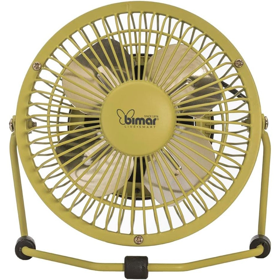 bimar VT8 Mini Ventilatore da Tavolo con Connessione USB. Ventilatore da Tavolo Elica Ø 10 cm con 4 Pale, Inclinazione Orientabile Alto e Basso, Motore DC Silenzioso 3W