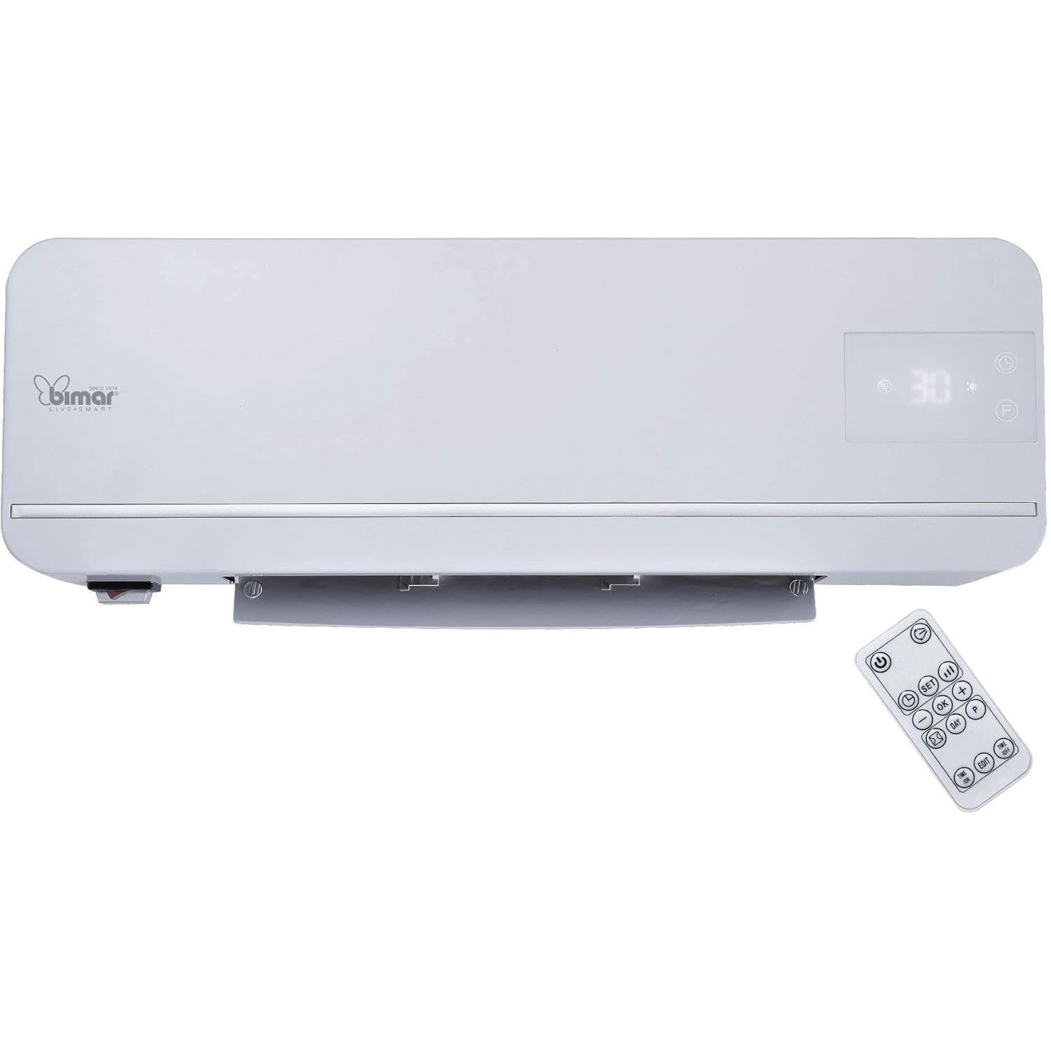 BIMAR AMA05 Termoventilatore da Bagno Ceramico - Termoventilatore Basso Consumo - Scaldabagno Elettrico 2000W - Caldobagno - Termoventilatore da parete con Telecomando e Programmatore Settimanale