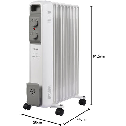 Bimar HO429 Termosifone Elettrico, Radiatore ad Olio a Basso Consumo, Calorifero con 9 Elementi e 5 Canali di Circolazione Termostato Regolabile, 3 Potenze di Riscaldamento, Trasportabile