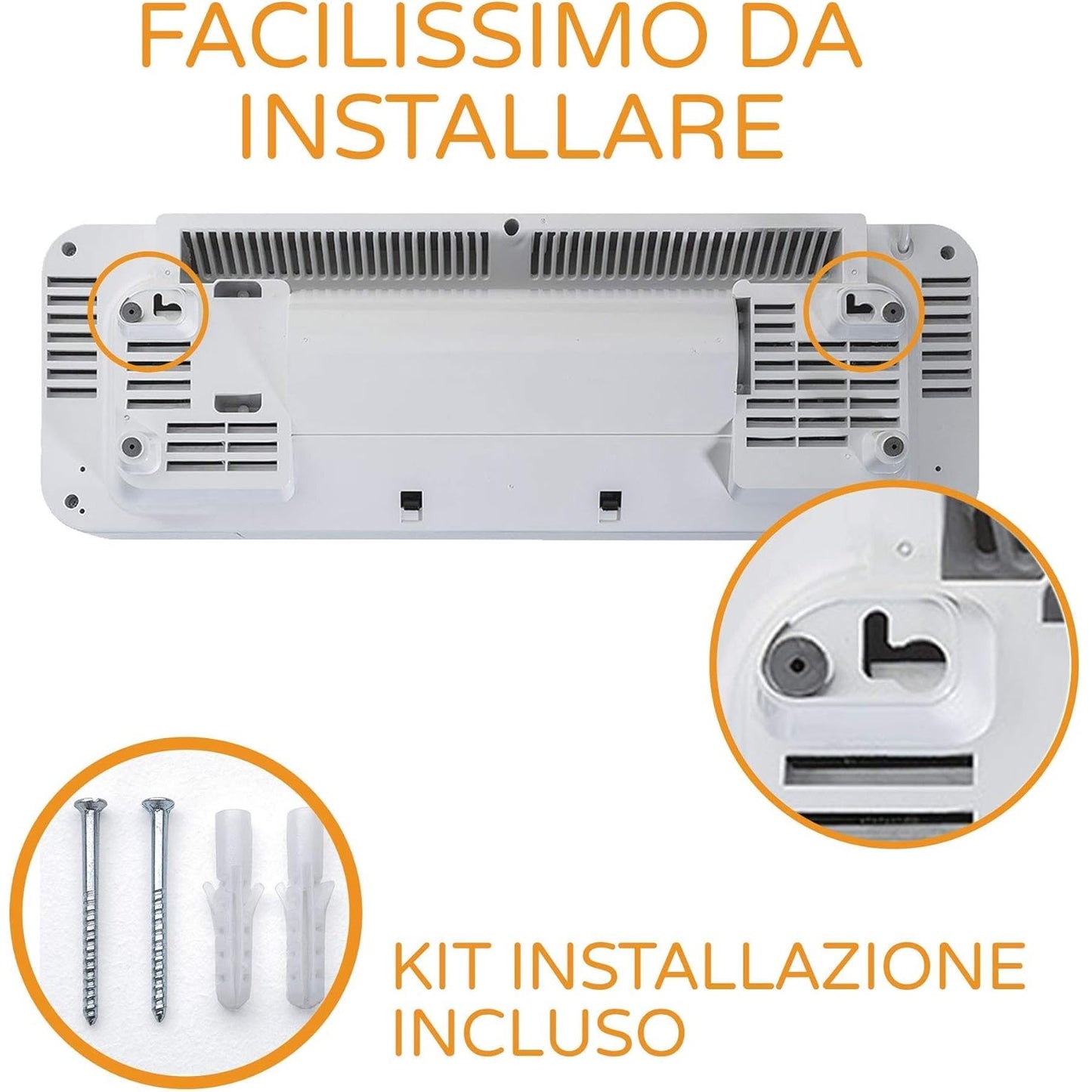 BIMAR AMA05 Termoventilatore da Bagno Ceramico - Termoventilatore Basso Consumo - Scaldabagno Elettrico 2000W - Caldobagno - Termoventilatore da parete con Telecomando e Programmatore Settimanale