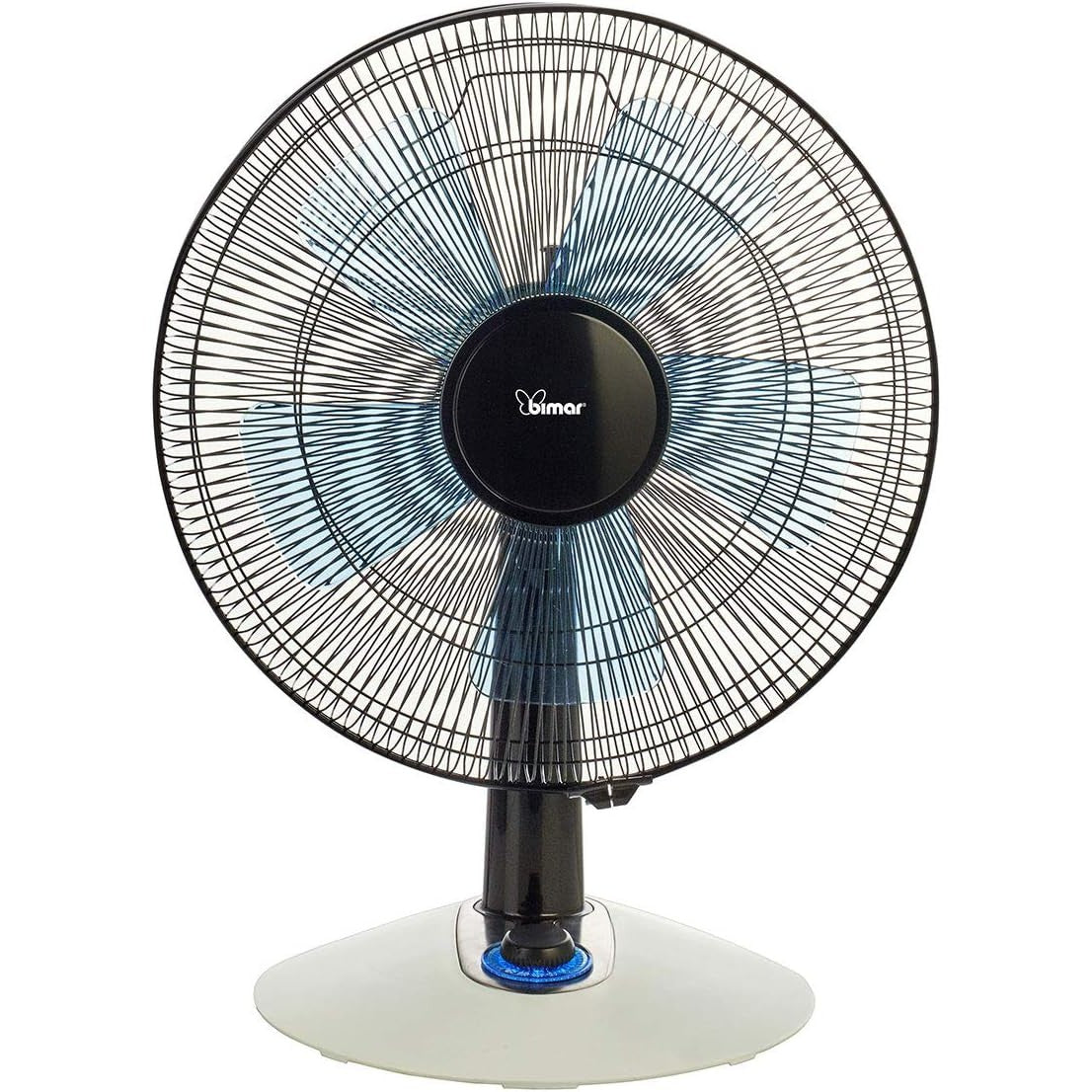 Bimar VT455 Ventilatore da Tavolo Silenzioso 60W, Elica Ø 40cm con 3 Pale in Alluminio, Pannello Comandi con Manopola Retroilluminata, Ventilatore da Scrivania a 3 Velocità, Orientabile Alto e Basso