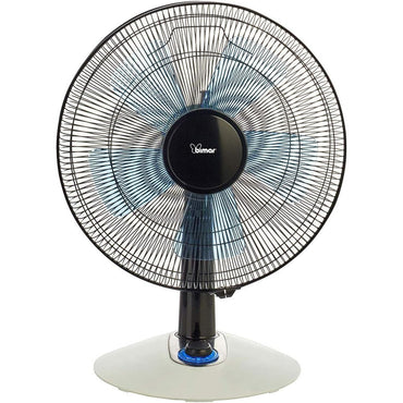 Bimar VT455 Ventilatore da Tavolo Silenzioso 60W, Elica Ø 40cm con 3 Pale in Alluminio, Pannello Comandi con Manopola Retroilluminata, Ventilatore da Scrivania a 3 Velocità, Orientabile Alto e Basso