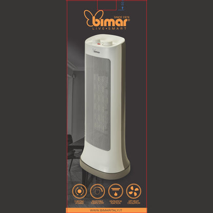 Bimar AMA10 Wi-Fi Termoventilatore Ceramica a Colonna, Controllo Vocale, Stufetta Elettrica, Basso Consumo, Stufa Potente con Timer 12h, Riscaldamento Casa