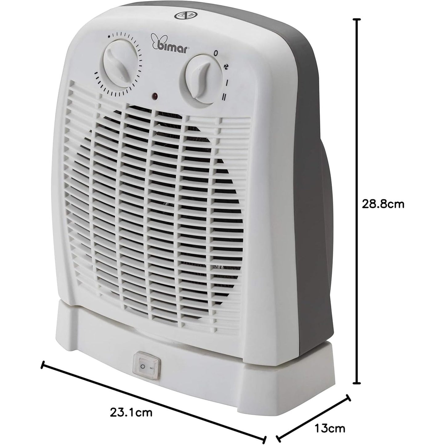 bimar HF195 Stufa elettrica Termoventilatore Elettrico da 2000W a Basso Consumo con Termostato Regolabile e Oscillazione Destra Sinistra, Corpo in Plastica con Maniglia Integrata