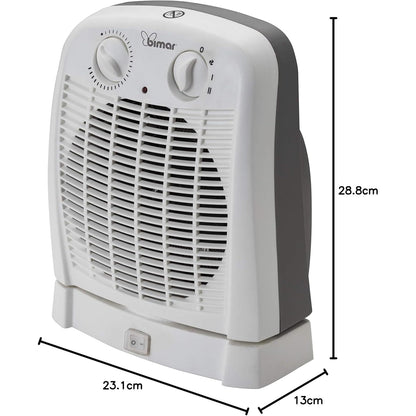 bimar HF195 Stufa elettrica Termoventilatore Elettrico da 2000W a Basso Consumo con Termostato Regolabile e Oscillazione Destra Sinistra, Corpo in Plastica con Maniglia Integrata