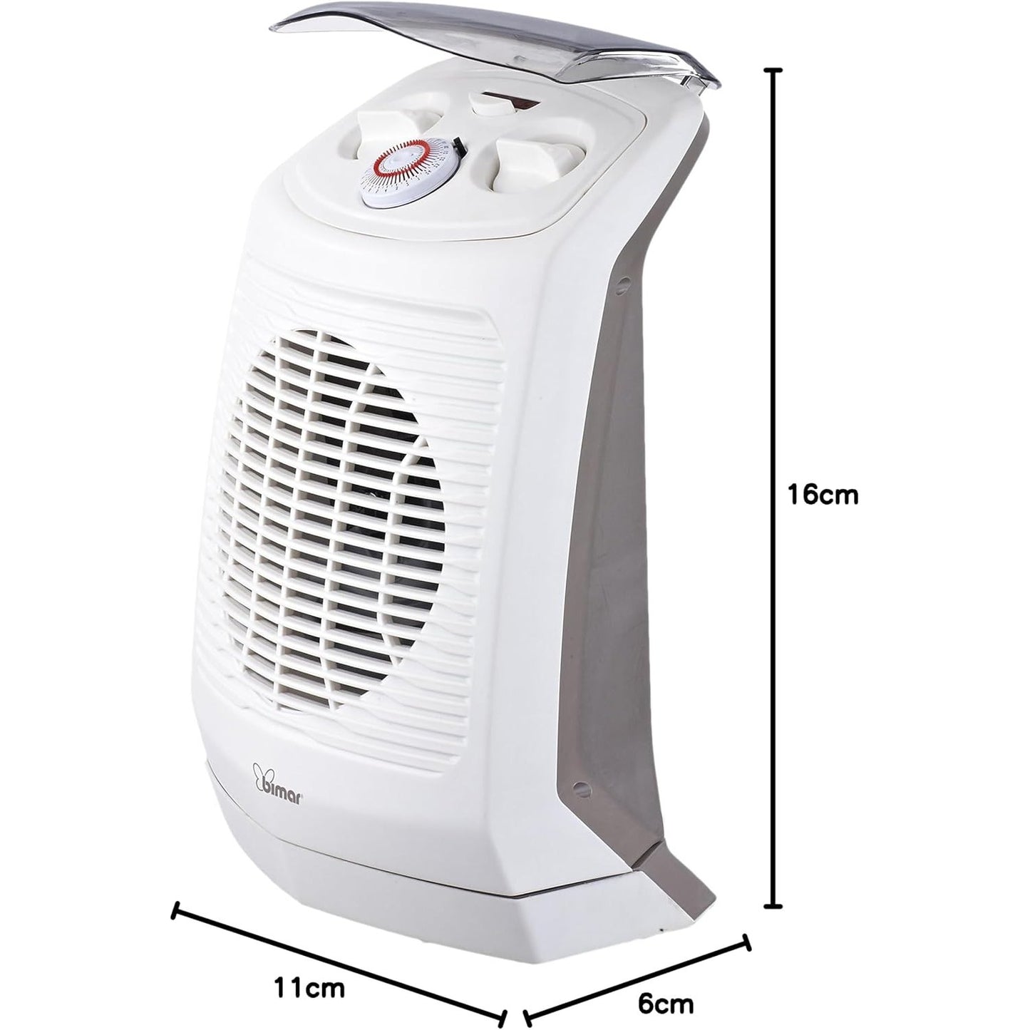 bimar HF201 Termoventilatore Elettrico Portatile, Bagno, stufetta elettrica Basso consumo, Scaldino, Timer 24h, Aria Calda, Silenzioso, Riscaldamento Ambiente, Tripla Sicurezza