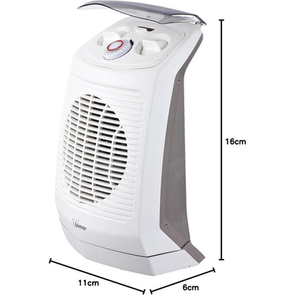 bimar HF201 Termoventilatore Elettrico Portatile, Bagno, stufetta elettrica Basso consumo, Scaldino, Timer 24h, Aria Calda, Silenzioso, Riscaldamento Ambiente, Tripla Sicurezza