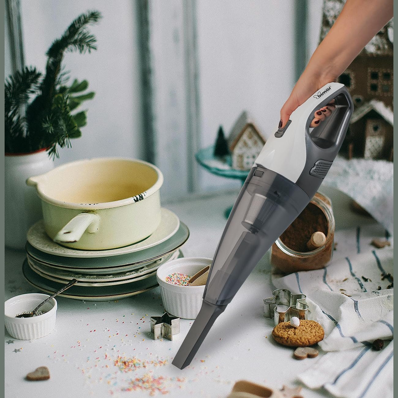 bimar ASP1 Aspirapolvere portatile, Aspirapolvere senza fili, Aspira briciole elettrico senza filo,Aspirapolvere auto, Batteria ricaricabile,Filtro Hepa,Con accessori,Per auto, casa e spazi ristretti