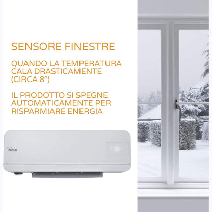 BIMAR AMA05 Termoventilatore da Bagno Ceramico - Termoventilatore Basso Consumo - Scaldabagno Elettrico 2000W - Caldobagno - Termoventilatore da parete con Telecomando e Programmatore Settimanale
