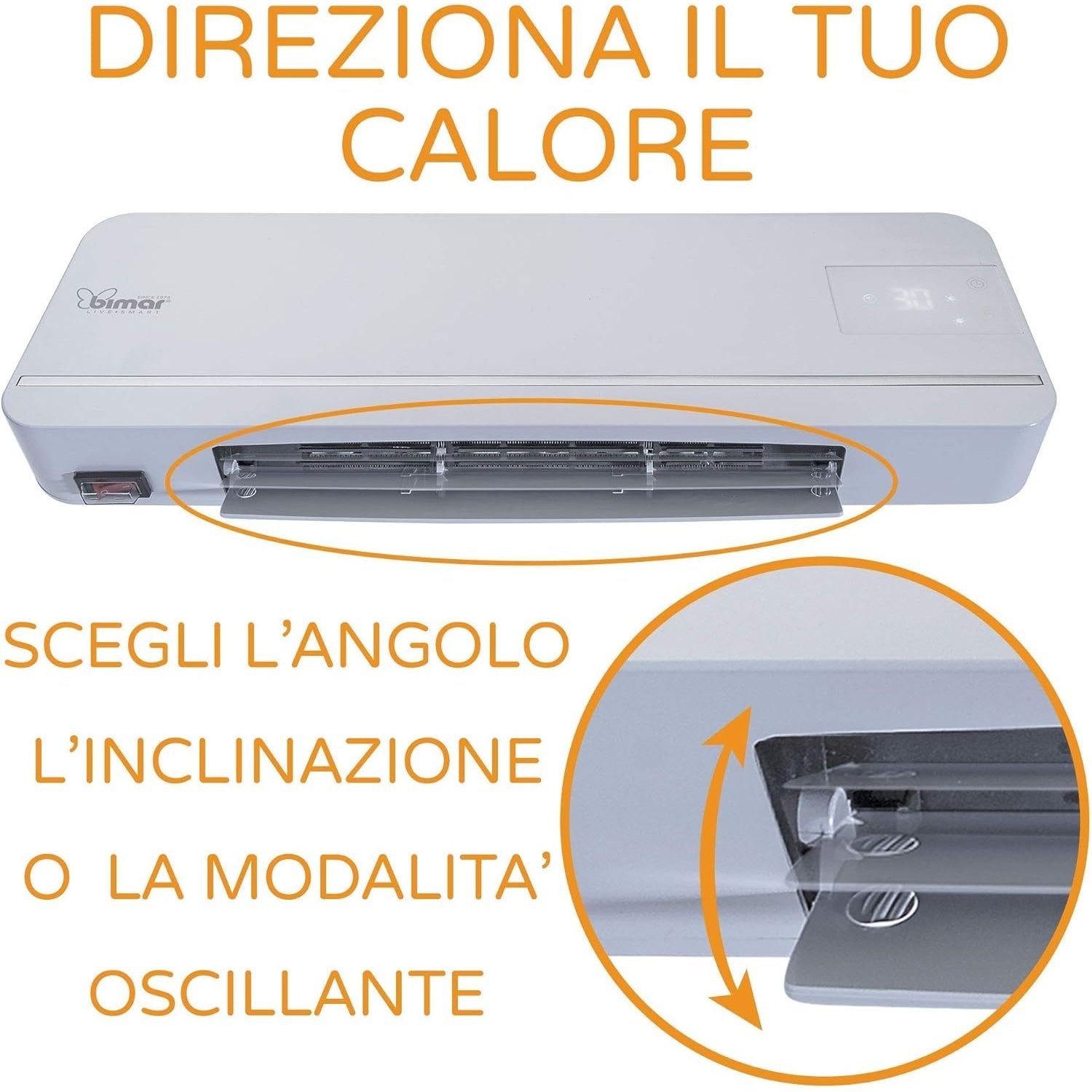 BIMAR AMA05 Termoventilatore da Bagno Ceramico - Termoventilatore Basso Consumo - Scaldabagno Elettrico 2000W - Caldobagno - Termoventilatore da parete con Telecomando e Programmatore Settimanale