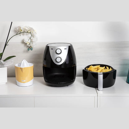 BIMAR Friggitrice ad aria, Friggitrice aria, Frittura senza olio, Air Fryer, Spegnimento automatico, Cestello estraibile, 80°-200°C, Design compatto (3,7 litri)