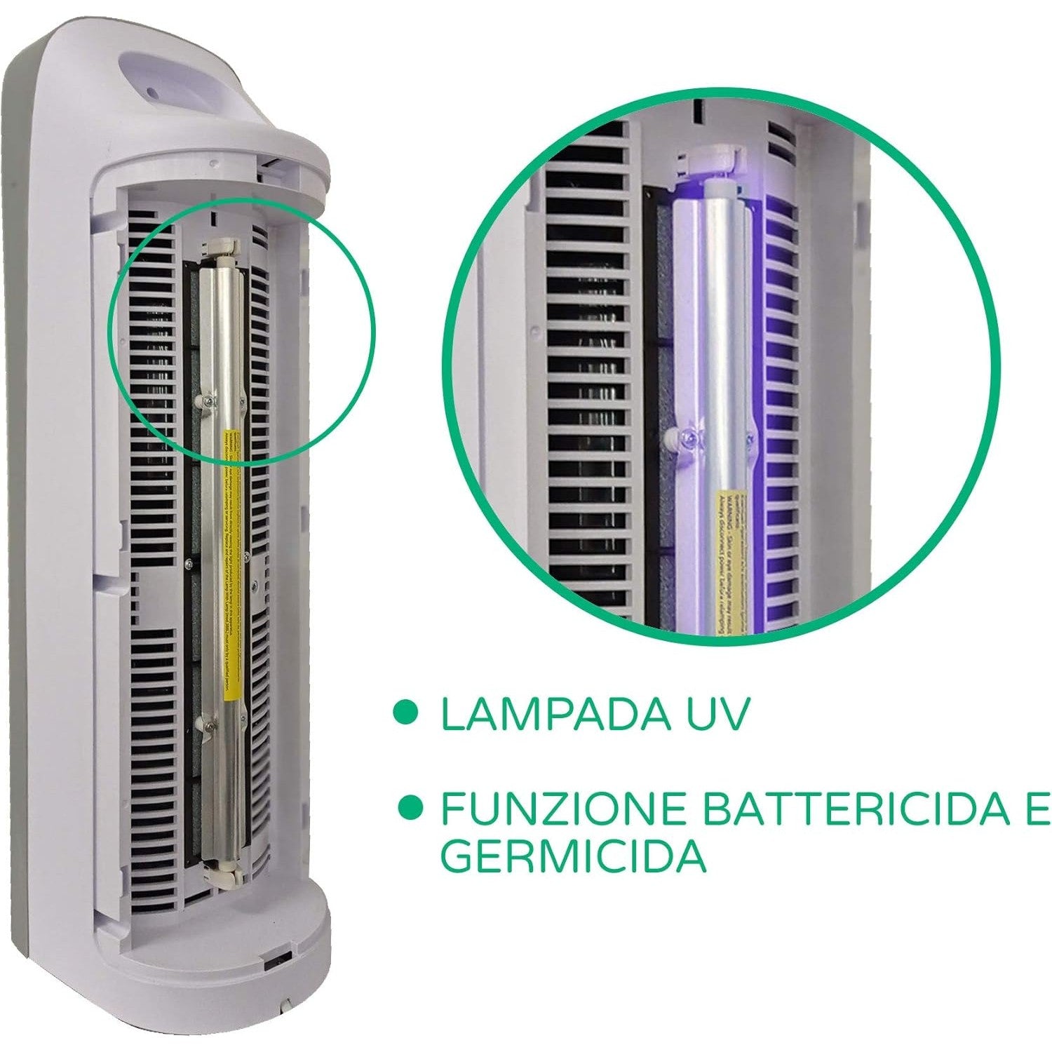 Bimar PA100 Purificatore Aria con Filtro HEPA Alta Filtrazione a Carboni Attivi e Lampada UV. Purificatore Aria Elimina Batteri, Odori, Allergie, Pollini, Fumo per Casa o Ufficio