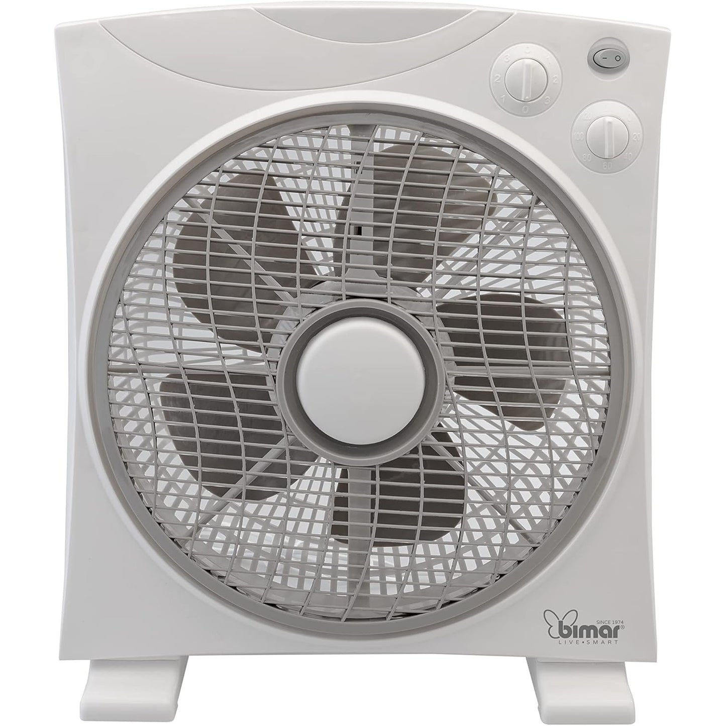 bimar VBOX39T Ventilatore Box con Timer fino a 120 Minuti da 45W, Ventilatore da Appoggio con Selettore 3 Velocità, Elica Ø 29cm con 5 Pale, Griglia Frontale Rotante, Dimensioni Ridotte
