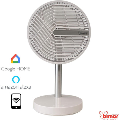 BIMAR VD200 Ventilatore da tavolo 20 cm, Ventilatore Smart con batteria ricaricabile, Ventilatore Wifi con App iOS e Android, Ventilatore wireless, controllo vocale