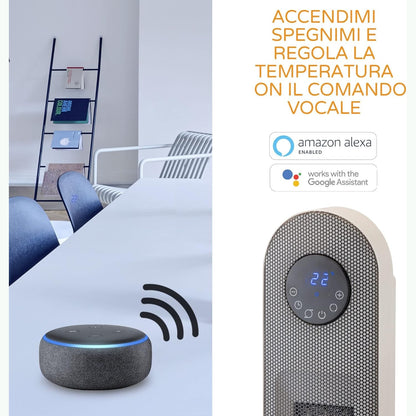 Bimar AMA10 Wi-Fi Termoventilatore Ceramica a Colonna, Controllo Vocale, Stufetta Elettrica, Basso Consumo, Stufa Potente con Timer 12h, Riscaldamento Casa