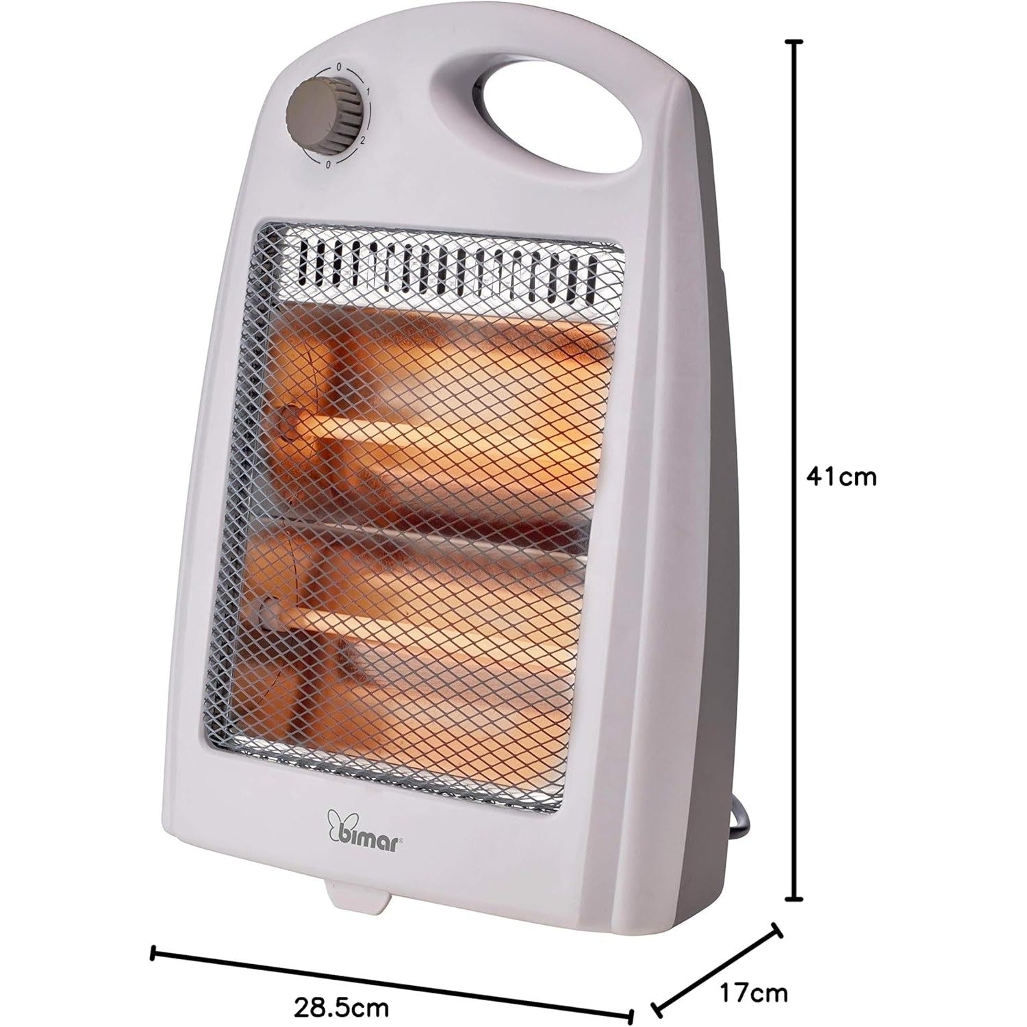 bimar HR304 Stufetta a infrarossi, Stufetta Elettrica a Basso Consumo 800W per Ambienti Piccoli da Esterno/Interno, 2 Resistenze Stufa al Quarzo e 2 Potenze Riscaldamento, Radiatore Portatile