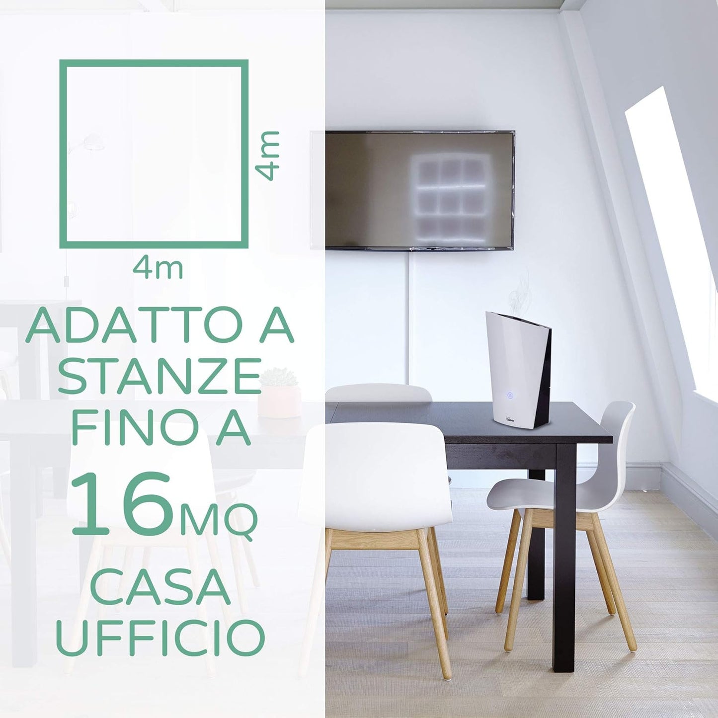Bimar UM5 Umidificatore Ultrasuoni per Ambiente 1,3L, Silenzioso, Vaporizzatore Nebbia, Purificatore Aria con 2 modalità di Vapore, Automatico, per Bambino, Rinfrescante, Casa e Ufficio, Diffusore