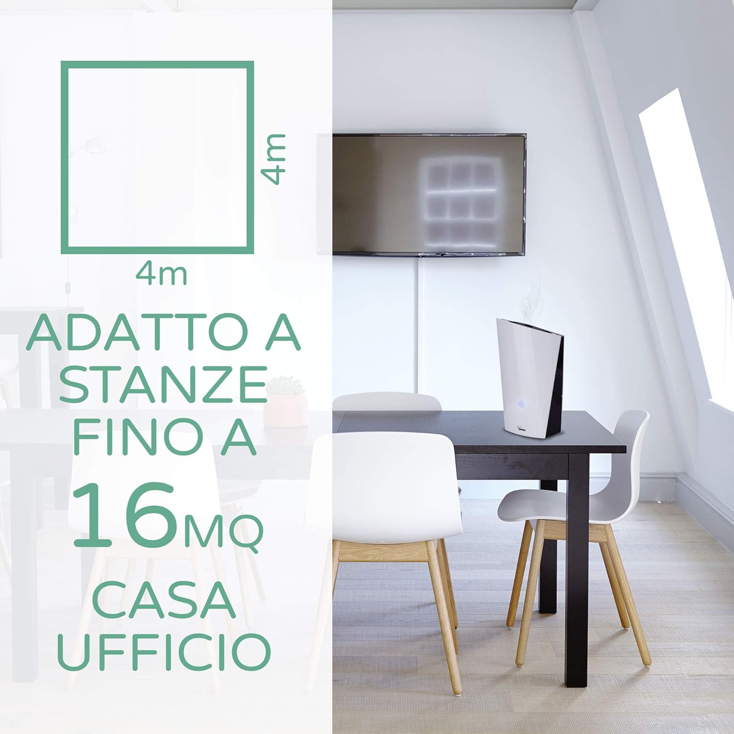 Bimar UM5 Umidificatore Ultrasuoni per Ambiente 1,3L, Silenzioso, Vaporizzatore Nebbia, Purificatore Aria con 2 modalità di Vapore, Automatico, per Bambino, Rinfrescante, Casa e Ufficio, Diffusore